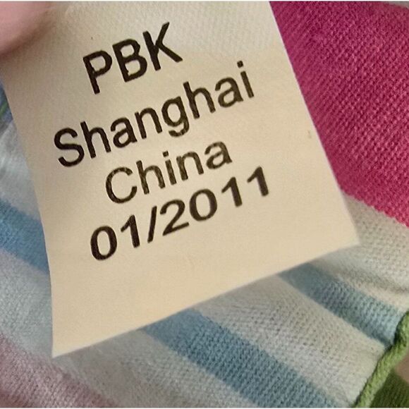 Pottery Barn Kids Striped Cotton Storage/Laundry bag With Green Ties - Picture 8 of 9